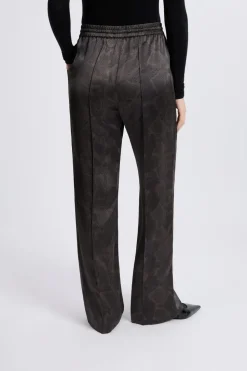 Pantalon large satiné à imprimé serpent