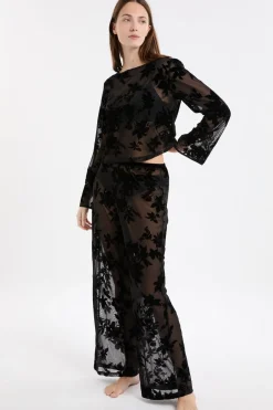 Pantalon transparent à motif floral