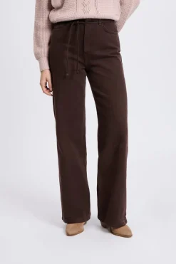 Pantalones anchos con cordón de algodón