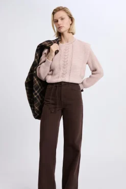 Pantalones anchos con cordón de algodón