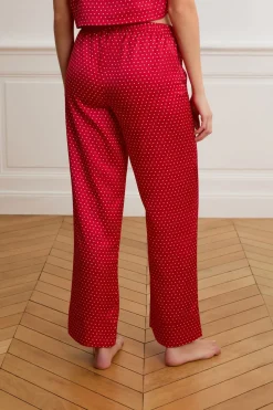 Pantalones de pijama de satén con lunares