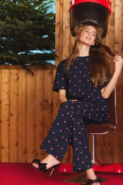 Pijama de 2 piezas con estampado de corazones de algodón