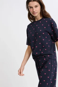 Pijama de 2 piezas con estampado de corazones de algodón