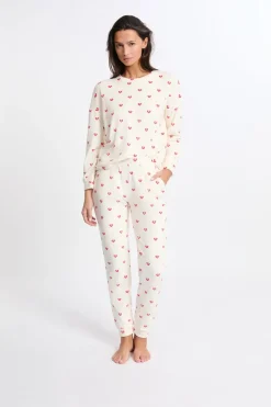 Pijama de 2 piezas con estampado de corazones