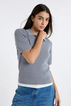 Polo de manga corta de punto fino