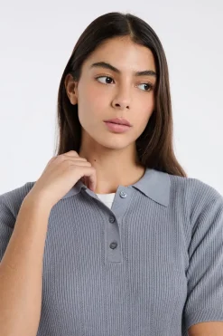 Polo de manga corta de punto fino