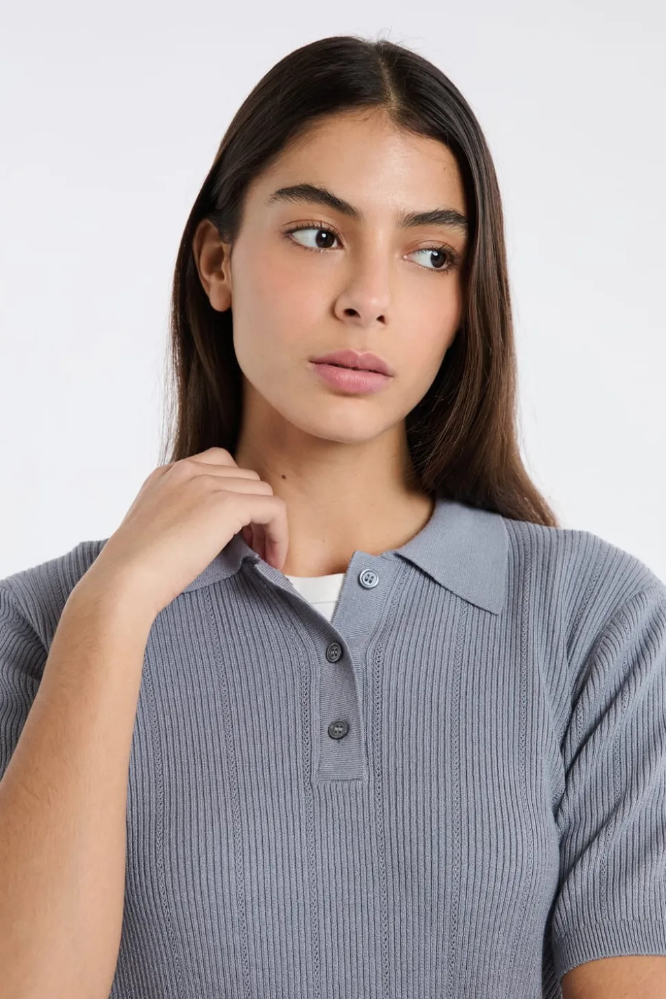 Polo de manga corta de punto fino