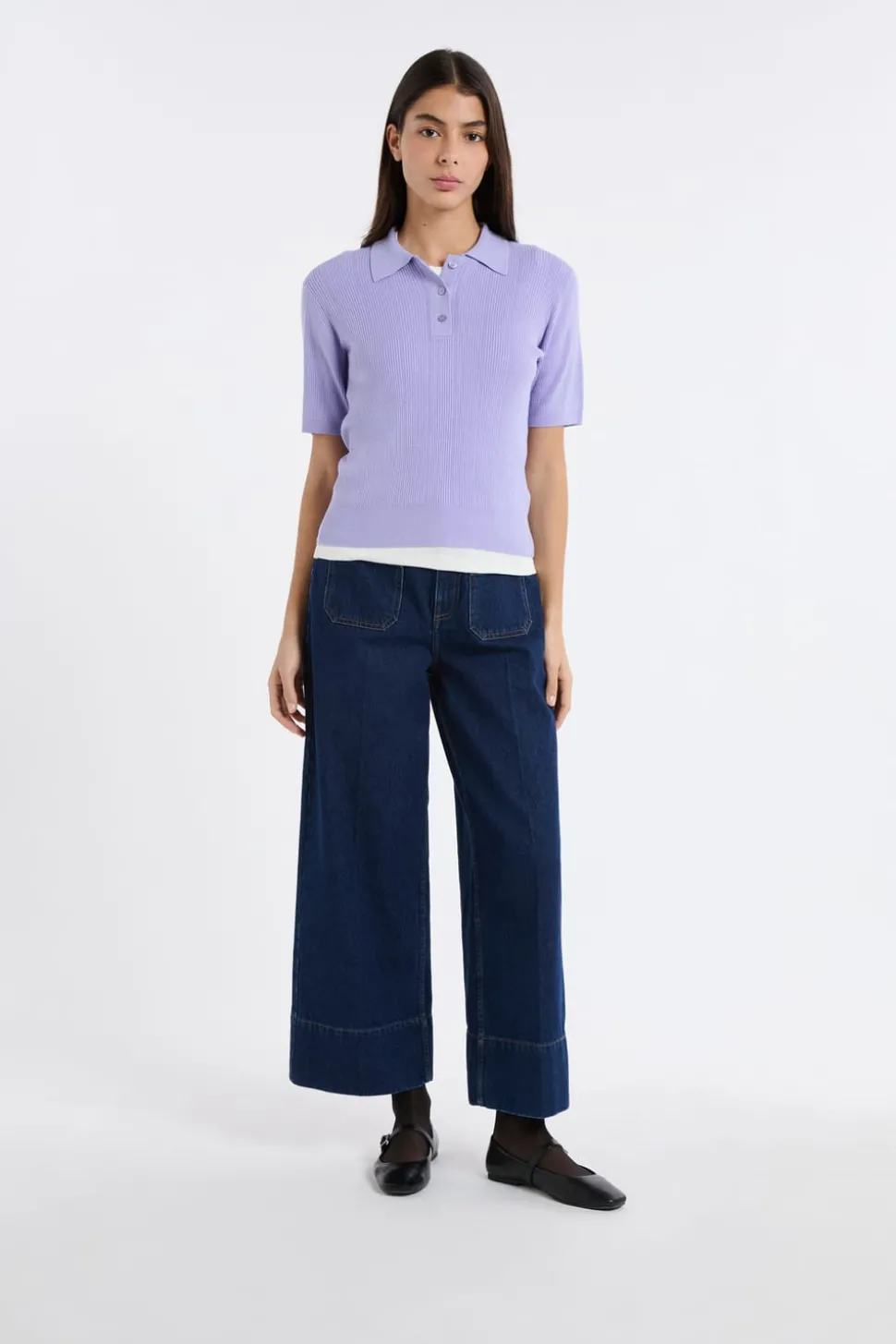 Polo de manga corta de punto fino