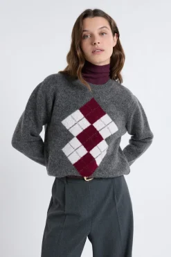 Pull col rond à motifs