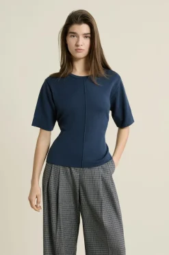 Pull manches courtes ceinturée