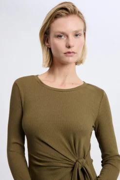 Robe avec détail à nouer en coton