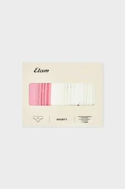 Set de 3 bragas culottes de algodón y encaje con motivos