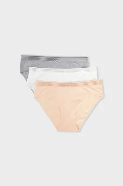 Set de 3 braguitas de algodón y encaje