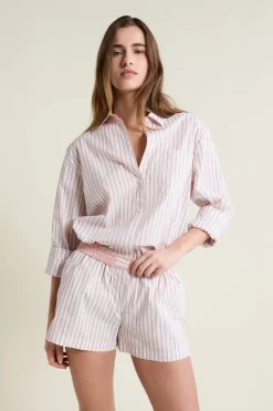 Short de pyjama à rayures avec coton