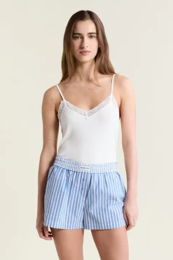 Short de pyjama à rayures avec coton