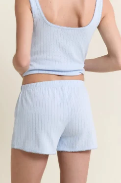 Short de pyjama en coton en pointelle