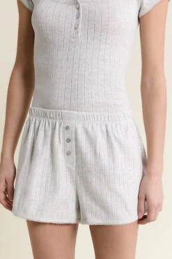 Short de pyjama en coton en pointelle