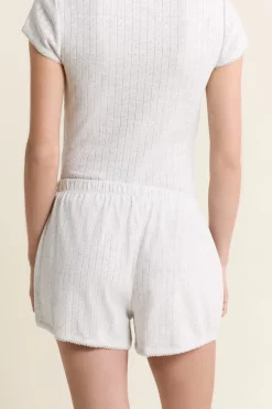 Short de pyjama en coton en pointelle
