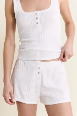 Short de pyjama en coton en pointelle