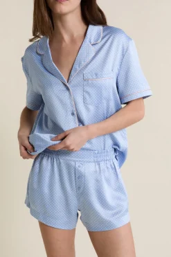 Short de pyjama satiné à pois