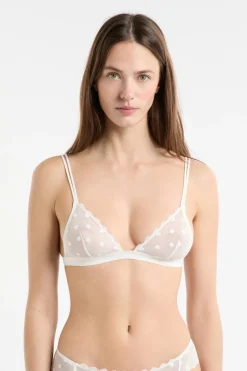 Soutien-gorge triangle en tulle à motifs pois