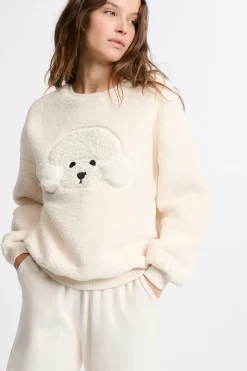 Sudadera con estampado de perro y efecto polar