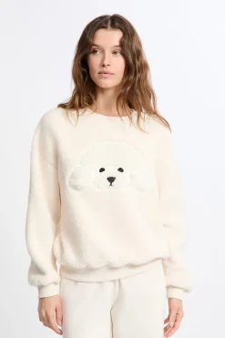 Sudadera con estampado de perro y efecto polar