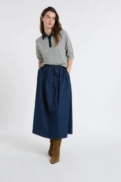 Sudadera de algodón con cuello polo a rayas