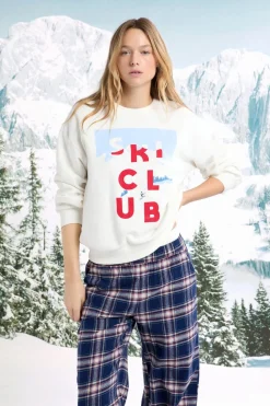 Sudadera de algodón con estampado de esquiadores