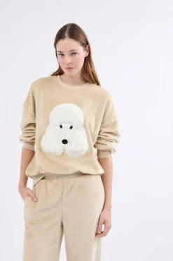 Sudadera de manga larga con efecto terciopelo