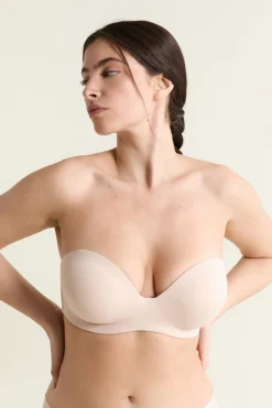 Sujetador bandeau, copas C-E, tirantes desmontables