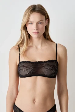 Sujetador bandeau de encaje con tirantes desmontables