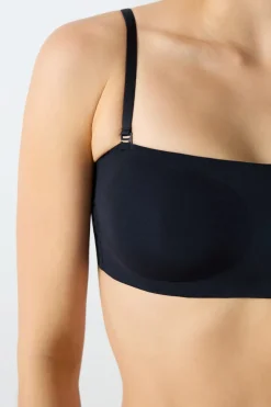 Sujetador bandeau de microfibra con aros