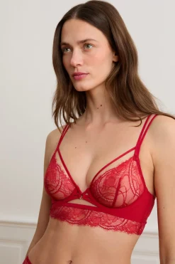 Sujetador bustier de encaje con tirantes dobles