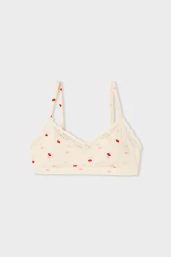 Sujetador de microfibra con estampado de besos