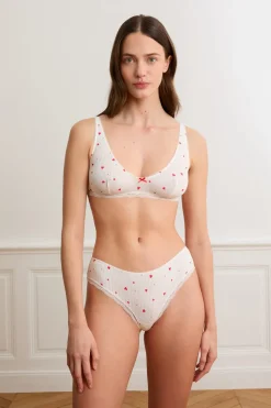 Sujetador de punto calado con estampado de corazones