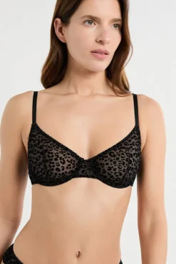 Sujetador de tul con estampado de leopardo