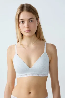 Sujetador sin aros de copa fina de algodón