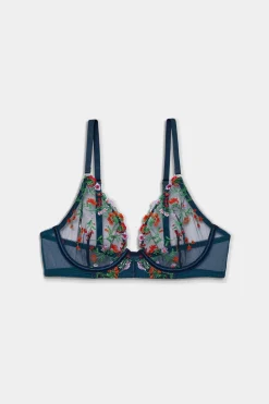 Sujetador sin relleno bordado con flores