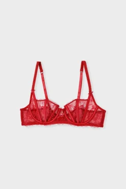 Sujetador sin relleno de tul y satén