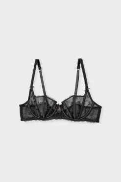 Sujetador sin relleno de tul y satén