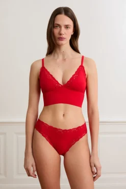 Sujetador triangular de microfibra y encaje