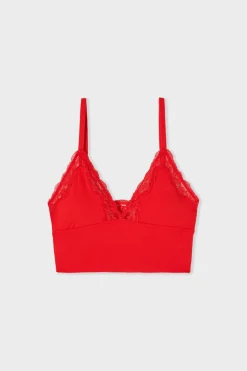 Sujetador triangular de microfibra y encaje