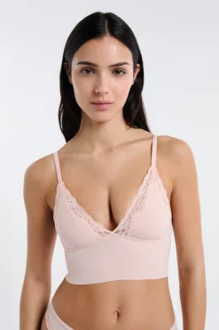 Sujetador triangular de microfibra y encaje