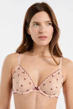 Sujetador triangular de tul con estampado