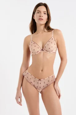 Sujetador triangular de tul con estampado