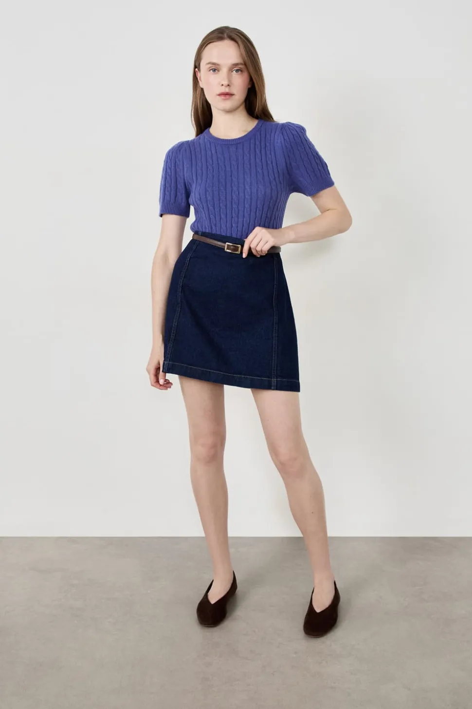 Suéter de manga corta con diseño trenzado