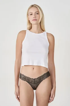 Tanga de encaje tejido brillante