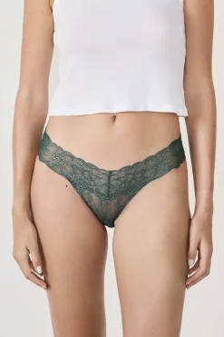 Tanga de encaje tejido brillante