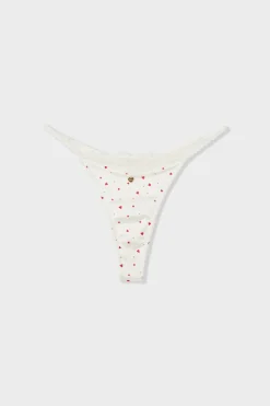 Tanga de microfibra con estampado de corazones